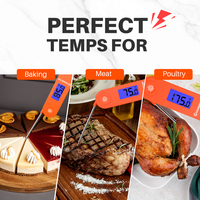 Thermomètre alimentaire numérique pliable à lecture instantanée, étanche IP67, sonde 304 pour la détection de la température de la viande et du barbecue