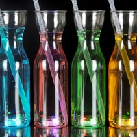 Gobelet à paille LED avec animaux de dessin animé, gobelet lumineux pour enfants, fête, 500 ml, gobelet en plastique transparent avec tête d'animal