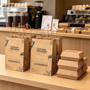Bolsas de Papel Kraft Marrón con Asa para Envasado de Té con Leche y Café, Impresas con Logotipo Personalizado, Reciclables y Ecológicas, al por Mayor - Product Image 4