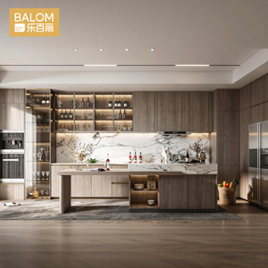 Meubles de <span class=keywords><strong>cuisine</strong></span> laqués sans poignées BALOM, style moderne et luxueux, sur mesure pour toute la maison, cuisines modulaires personnalisées avec îlot central - Product Image 3