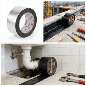 Bande d'étanchéité bitumineuse autocollante, recouverte d'aluminium, protection contre les fuites pendant 5 ans pour les toits, les gouttières, les sous-sols et les réparations d'urgence - Product Image 4