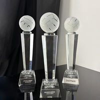 Trofeo de Cristal Personalizado para Reconocimiento Deportivo de Voleibol, Trofeo de Cristal Esmerilado con Temática de Voleibol