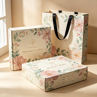 Coffret Cadeau Mariage Luxe en Papier Aquarelle avec Sac, Emballage Floral Personnalisé, Impression Gratuite en 72H, Échantillon Gratuit, Vente en Gros