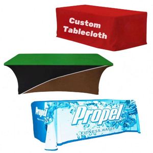Custom Logo Printed Polyester Stretch Anti-Wrinkle Portable <b>Table</b> Cover <b>6ft</b> 8ft Wedding with Unique Design - Product Image 6