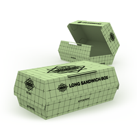 Boîte à emporter pour hamburger carrée, boîte d'emballage alimentaire en carton avec logo personnalisé