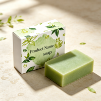 Savon Vert Personnalisé en Matériaux Recyclés Écologiques, Impression Dorée, Cosmétiques à Marque Privée, Soins de la Peau, Grand Pain de Savon Naturel en Carton