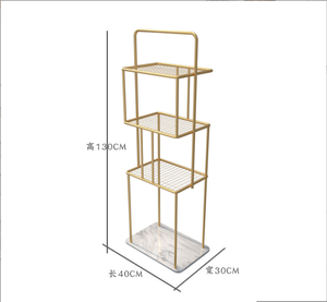 Étagère <span class=keywords><strong>de</strong></span> <span class=keywords><strong>salle</strong></span> <span class=keywords><strong>de</strong></span> <span class=keywords><strong>bain</strong></span> dorée, noire et blanche à 3 niveaux, porte-serviettes autoportant, étagère à vêtements avec base en marbre - Product Image 6