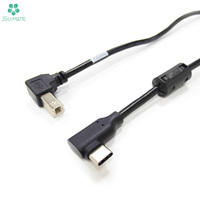 Cordon long USB C à B haute vitesse avec noyau en ferrite EMI pour scanner d'imprimante câble USB Type C mâle à B mâle à angle droit
