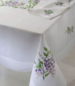 Mantel Moderno Personalizado al por Mayor con Dobladillo, de Algodón Bordado con Flores Bonitas, Duradero y Lavable - Product Image 3