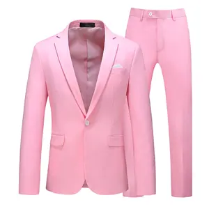 Drop Shipping 2 Piece Latest Design Pink Men Coat Brand New Birthday Dress Pant Suit