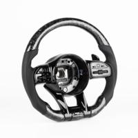Volant de voiture Mercedes-Benz AMG en fibre de carbone forgée et cuir perforé avec palettes de changement de vitesse pour toutes les séries