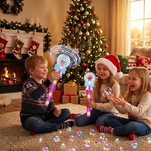 Varita Giratoria LED Multicolor de Plástico con Lazo Rosa Mágico y Luces para Niñas - Regalo para Eventos y Juguetes para Actividades de Team Building - Product Image 2