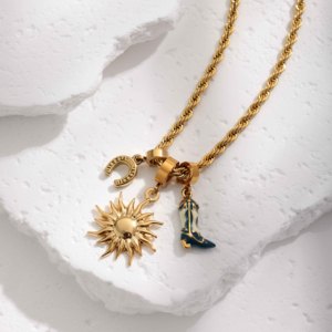 Cá Nhân Hoán Đổi Cho Nhau Mặt Dây Chuyền Đầy Màu Sắc Hạt Nghệ Thuật Cây Cọ Lớp Vòng Cổ Không Thấm Nước Vàng Thép Không Gỉ Đồ Trang Sức - Product Image 2