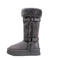 Bottines d'hiver pour femmes, doublées de fausse fourrure, bottes de neige, plateforme, chaudes, antidérapantes, chaussures décontractées, OEM ODM en gros