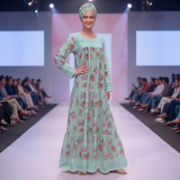 Robe longue maxi en rayonne pour femme, coupe régulière, imprimé floral ethnique africain de luxe, manches longues bouffantes, écologique, été, Surat, Inde