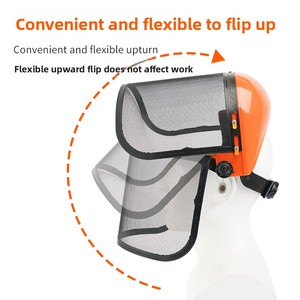 Masque de protection en treillis métallique pour la tonte de pelouse, le jardinage et la désherbage, jaune et orange, 20,5x27cm - Product Image 3