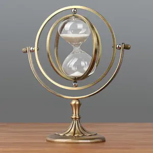 Metal Glass Hourglass Sand Clock Sand 15mins Hourglass Sandglass Timer Globe Sand Clock