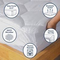Queen-Bett-Schutzauflage 8-21 Zoll Tiefe Taschenlänge Ultra Weiche Atmungsaktive Gesteppte Mikrofaser-Spannbettlaken für Wohnheim, Zuhause, Hotel - Weiß