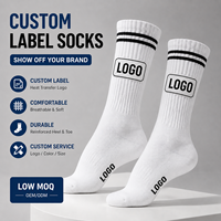 Chaussettes personnalisées avec logo par transfert thermique, chaussettes de sport OEM ODM, chaussettes décontractées streetwear en gros à faible MOQ