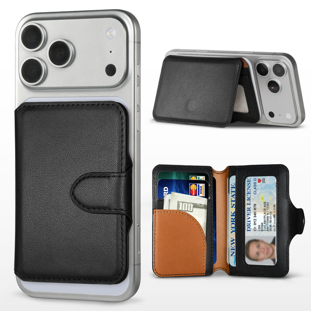Custom MagSafe Phone Wallet Card Case Minimalist Microfiber Leather Business ID Credit Card Holder Magnetic Wallet for iPhone