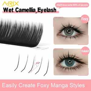 ขนตาปลอม A-RIX L-Curl Wet Camellia แบบหลายความยาว ฐานแข็งแรง ทรง Manga Fox Eye สีดำด้านนุ่ม - Product Image 2