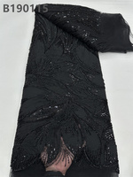 CHOCOO Vente en Gros Tissu de Dentelle Brodé Perlé Rouge Tulle Paillettes Africaines pour Robe de Soirée