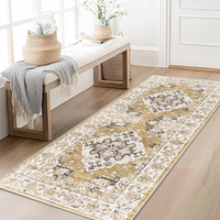 Tapis de couloir moderne en velours cristal imprimé à la machine, lavable, antidérapant avec support en gel, pour couloir, chevet, salon