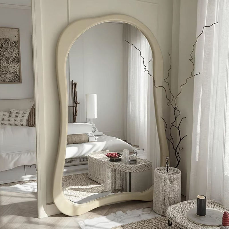 Cream Big Floor Mirror Wall Standing