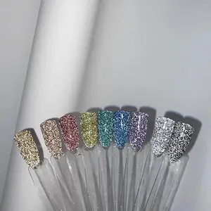 Neu 2021 8 Farben Rainbow Dip Pulver Glitter Fein-Ultra Reflexion 1 Box 3G Holo graphic Reflective Nail Glitter Powder für Disco