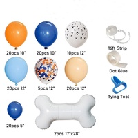 LILIS 107 Ensemble de ballons gonflables ronds en latex à thème animalier bleu et orange avec patte de chien, décoration mignonne en chaîne pour fête d'anniversaire d'enfants