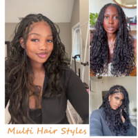 1 Brins 8-24 Pouces # Naturel Noir Doux Boho Dreadlocks Faux Tressage Locs Extensions avec Boucles de Cheveux Humains pour Femme Noire
