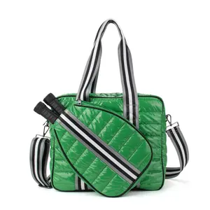 Custom Tennis Pickle Ball Paddle Carry Bag Quilted Puffer Crossbody Tote Racket Pickleball Sling Bag With Shoulder Strap