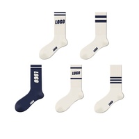 Chaussettes ras du cou jacquard à lettres ovales côtelées verticales de qualité supérieure, plusieurs couleurs au choix, respirantes, en coton maillé, avec soutien de la voûte plantaire et évacuation de l'humidité