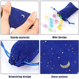 Bolsas de Terciopelo con Cordones para Regalos, Bolsitas para Joyería con Diseño de Luna y Estrella, Bolsas de Almacenamiento Reutilizables a Prueba de Polvo - Product Image 4