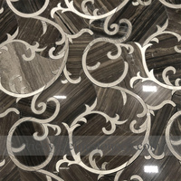 Meilleure vente de mosaïque en marbre à jet d'eau avec veinage de bois gris de couleur mélangée