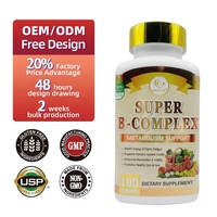Complément alimentaire Super B Complex avec vitamine C en comprimés, marque privée OEM, pour le métabolisme énergétique et le soutien du système nerveux