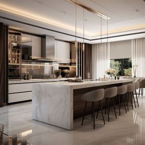 El último diseño moderno del Gabinete Gabinetes de cocina de madera modulares del final de la laca mate de alta calidad para el chalet - Product Image 1