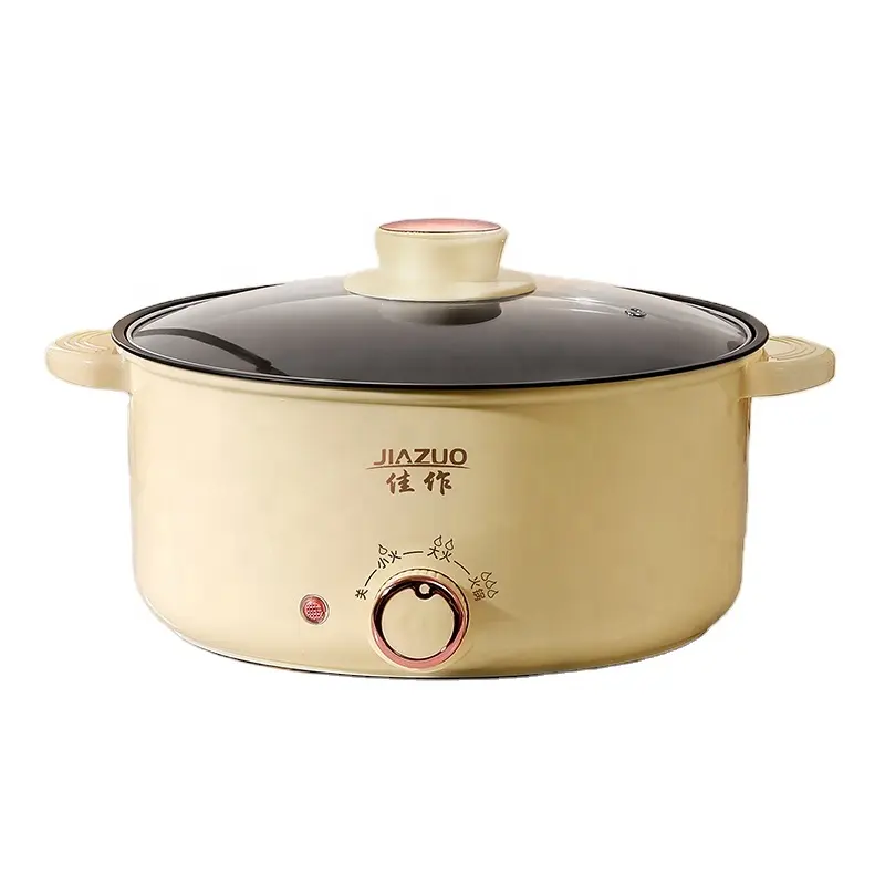 Multi-function Electric Hot Pot Double Handle Non-stick Frying Pan with Steamer Dormitory Rental Small Power Cooking Pot