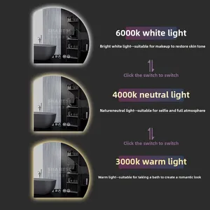 Led với ánh sáng phát sáng hình đặc biệt đường kính 60cm Gương tắm thông minh Gương phòng tắm nhà vệ sinh treo tường Vanity trang điểm - Product Image 4