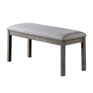 Banc de salle à manger rembourré gris DB avec finition brossée 1pc meubles de cuisine pour salle à manger - Product Image 2