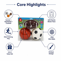 Ensemble de ballons de sport gonflables JH Mini 3-en-1 en PVC (football, basketball et rugby) pour enfants et tout-petits, idéal pour les jeux en extérieur et les cours de jardin - Vente en gros