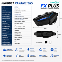 Casque de moto FreedConn FX PLUS avec interphone pour 16 motards, portée de 1,5 km, communication bidirectionnelle, réduction de bruit DSP, IP67