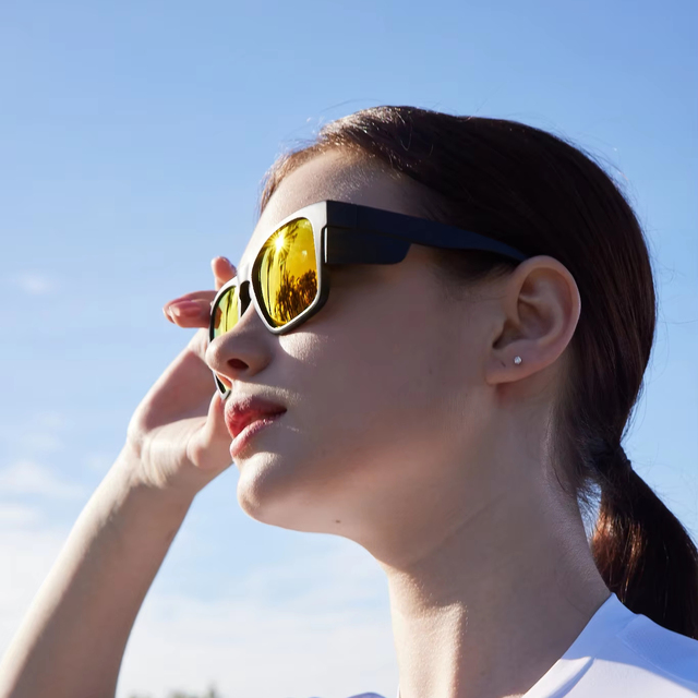 FUYUANDA Trendy Outdoor Sports Sunglasses Square Polarized UV400 Durable Unisex Frame Orange/Light Blue/Red Cycling Fishing Made