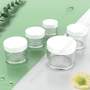 PET 50g 80g 100g 120g 200g 250g Round Empty Plastic Cream Jar Cosmetics Pet Face Facial Cream Body Butter Plastic Jars With Lids