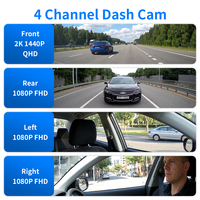 Caméra embarquée 4 canaux WiFi 5G avec écran IPS, résolution Ultra HD, enregistrement avant et arrière, contrôle par application, téléchargement et lecture vidéo en temps réel X16
