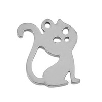 Vente en gros de pendentifs en acier inoxydable plaqué or avec breloque vache, chat et chien pour le bricolage et la fabrication de bijoux pour femmes
