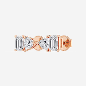 Elegant 2 Ctw <b>Emerald</b> And Heart Lab Grown Diamond Two Stone <b>Stud</b> <b>Earrings</b> With Brilliant Sparkle Ethical Luxury Jewelry Women - Product Image 1