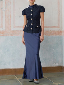 TWOTWINSTYL da donna nuovo elegante e snellente <span class=keywords><strong>due</strong></span> pezzi Set tunica manica corta e gonna a vita alta Hit Color tinta unita - Product Image 2