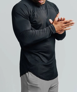 Herren Weiß GYM Langarm Fit Shirt Herren Silikon Running Gym Fitness Langarm T-Shirt Spandex Langarm Shirt für Herren - Product Image 2