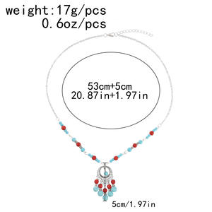 Diadema Bohemia Vintage con cuentas turquesas para niña y mujer, cadena para el pelo colgante para la frente, regalo étnico - Product Image 4